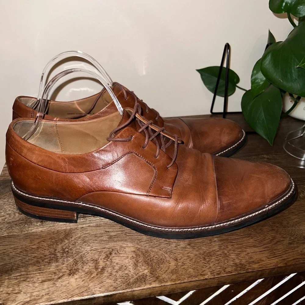Cole Haan Warren Grand OS Mens 11.5 Brown Cap‎ Toe Leather Lace Up Dress Shoe